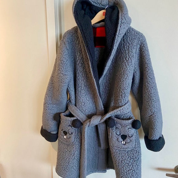 Polar Fleece Mid Length Robe With Oversized Hood - Picture 1 of 5